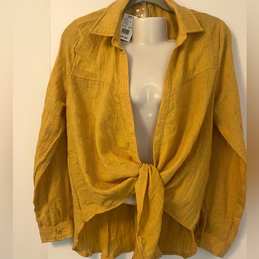 Yellow Tie-Front Blouse